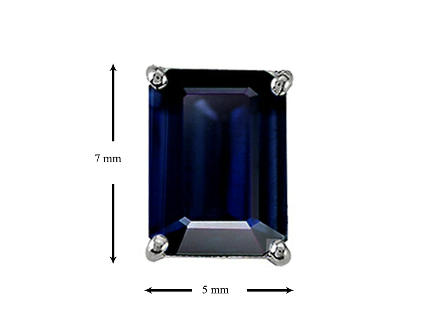 Tommaso Design Emerald Octagon Cut Genuine Sapphire Earrings Studs