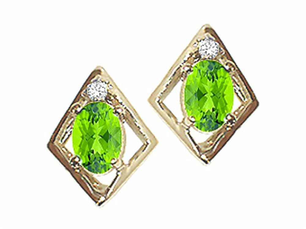 Tommaso Design Oval 6x4mm Genuine Peridot Earrings
