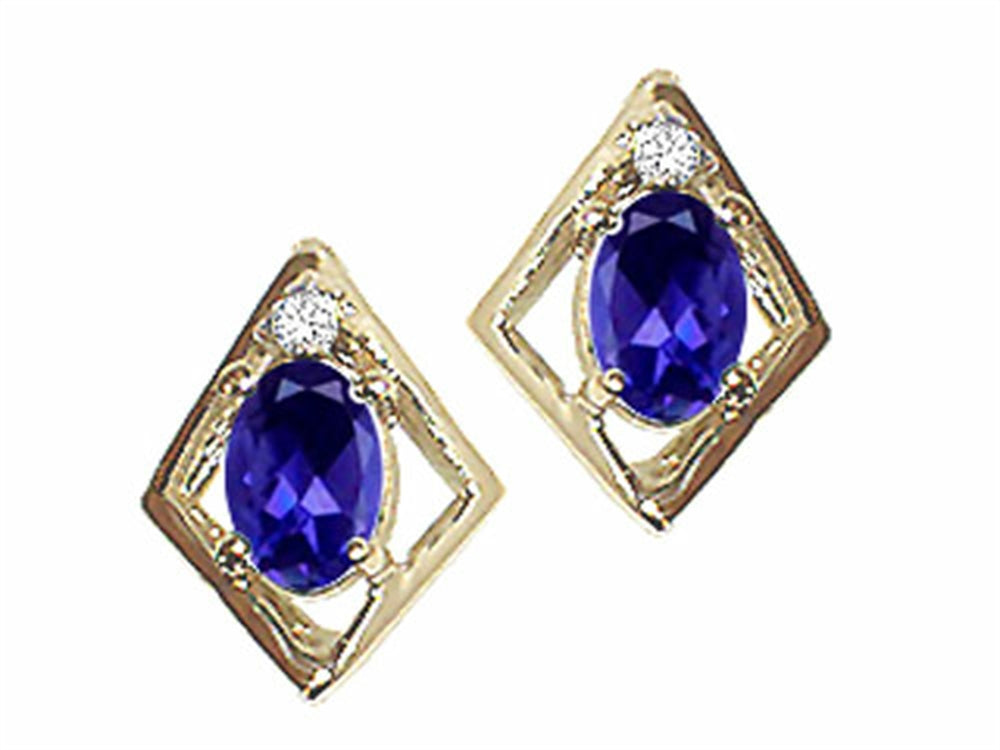 Tommaso Design Oval 6x4mm Genuine Iolite Earrings