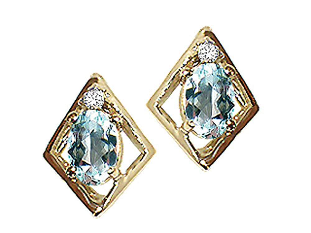 Tommaso Design Oval 6x4mm Genuine Aquamarine Earrings