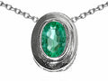 Tommaso Design Oval 7x5mm Genuine Emerald Pendant Necklace