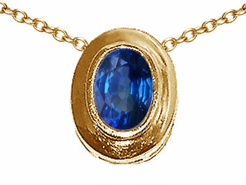 Tommaso Design™ Oval 7x5mm Genuine Sapphire Pendant Necklace