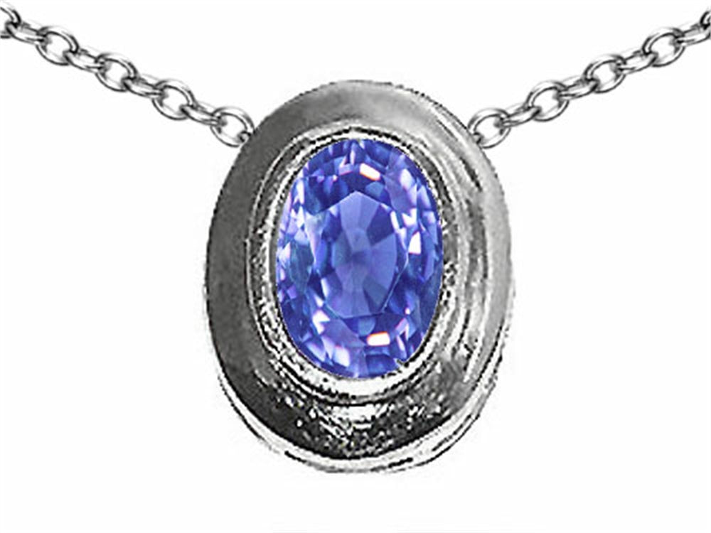 Tommaso Design Oval 7x5mm Genuine Tanzanite Pendant Necklace