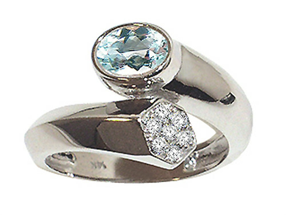 Tommaso Design Genuine Aquamarine Ring