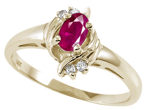 Tommaso Design Genuine Ruby and Diamond Ring