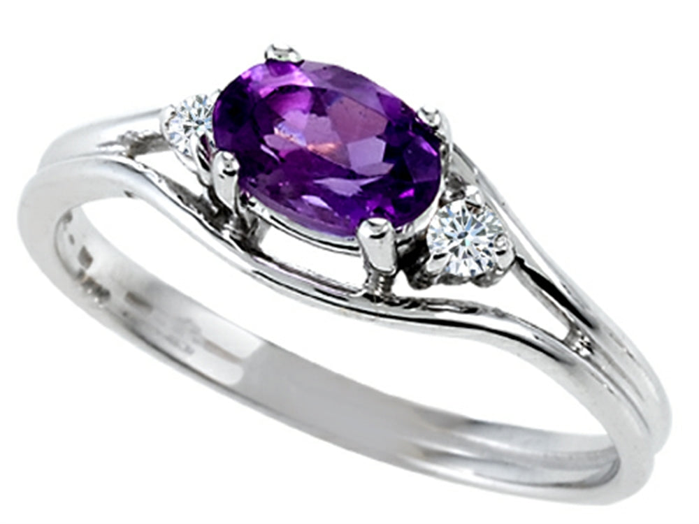 Tommaso Design Genuine Amethyst Promise Ring