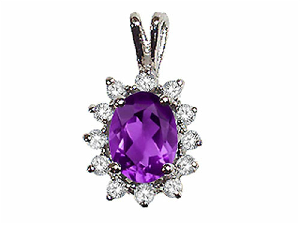 Tommaso Design Oval 8x6 mm Genuine Amethyst Pendant Necklace