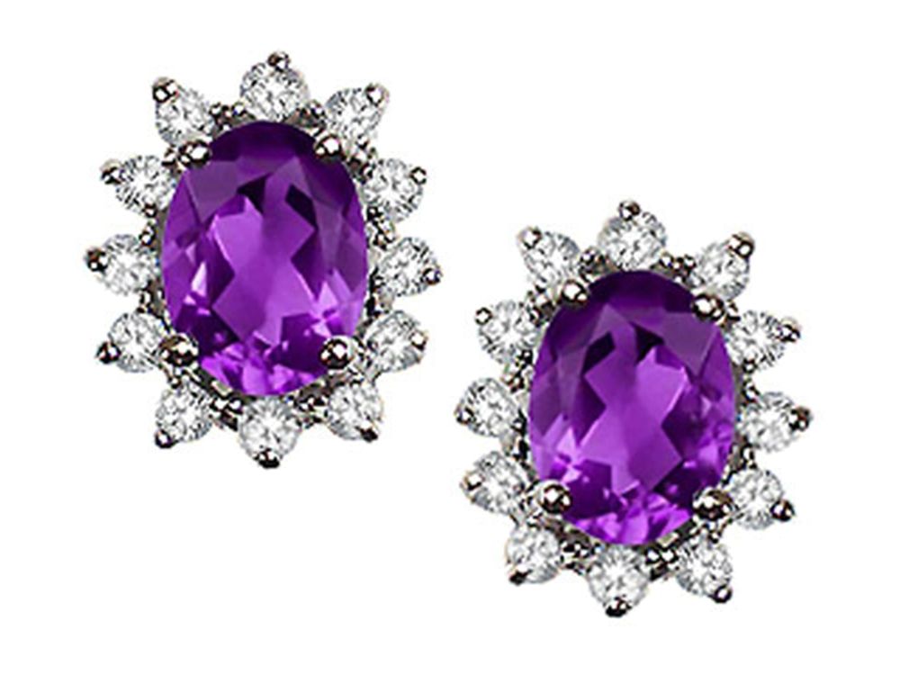 Tommaso Design Oval 8x6 mm Genuine Amethyst Earrings