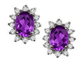 Tommaso Design Oval 8x6 mm Genuine Amethyst Earrings
