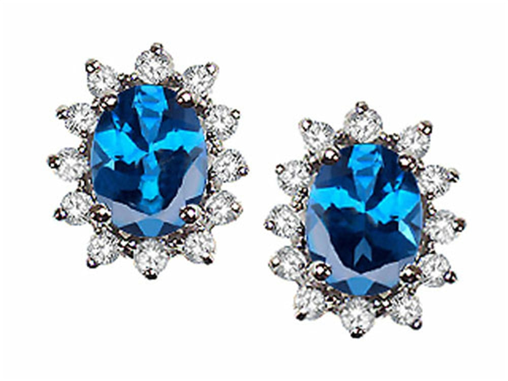 Tommaso Design Oval 8x6 mm Genuine Blue Topaz Earrings