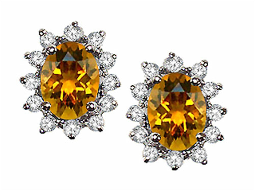 Tommaso Design Oval 8x6 mm Genuine Citrine Earrings