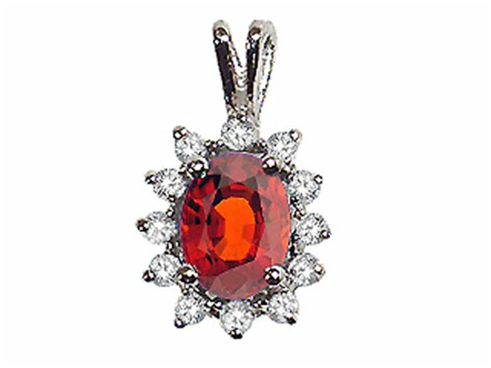 Tommaso Design™ Oval 8x6 mm Genuine Garnet Pendant Necklace