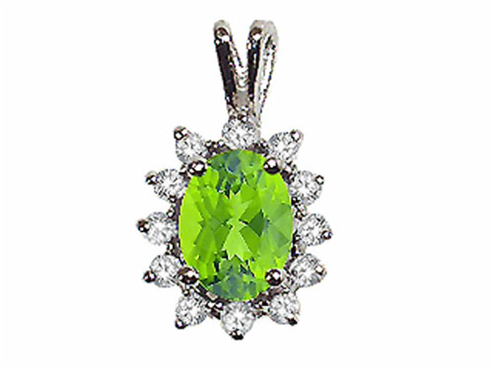 Tommaso Design Oval 8x6 mm Genuine Peridot Pendant Necklace