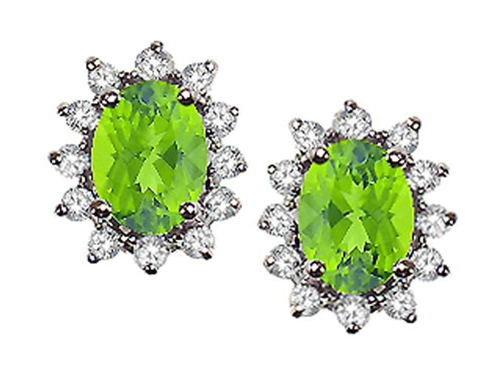 Tommaso Design Oval 8x6 mm Genuine Peridot Earrings