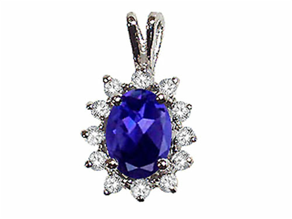 Tommaso Design Oval 8x6 mm Genuine Iolite Pendant Necklace