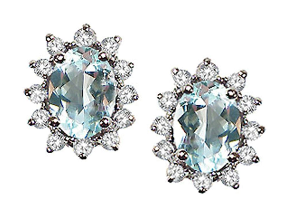 Tommaso Design Oval 8x6 mm Genuine Aquamarine Earrings