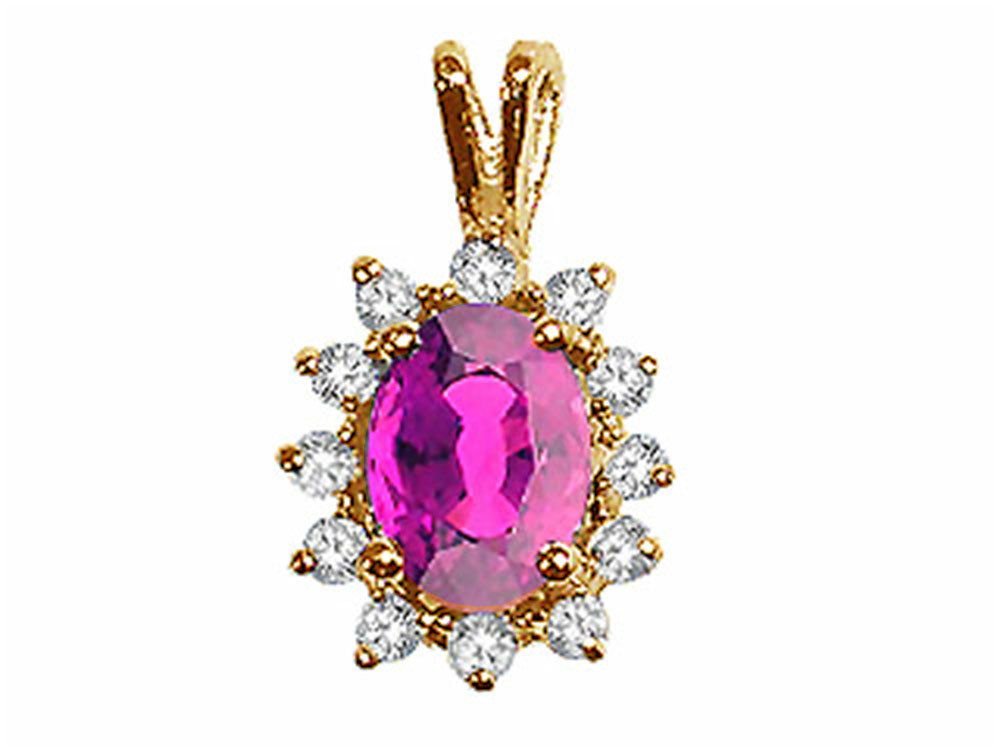Tommaso Design™ Oval 8x6 mm Genuine Pink Tourmaline Pendant Necklace