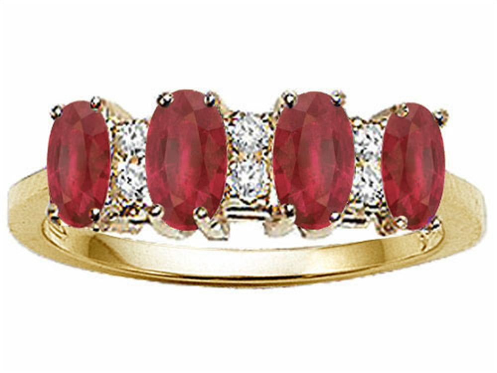 Tommaso Design 4 Stone Genuine Ruby and Diamond Ring