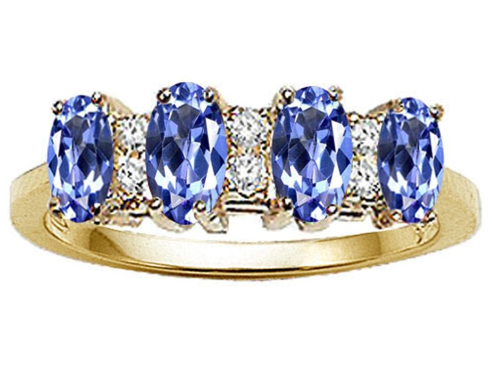 Tommaso Design Oval 5x3mm Genuine 4 Stone Tanzanite Ring