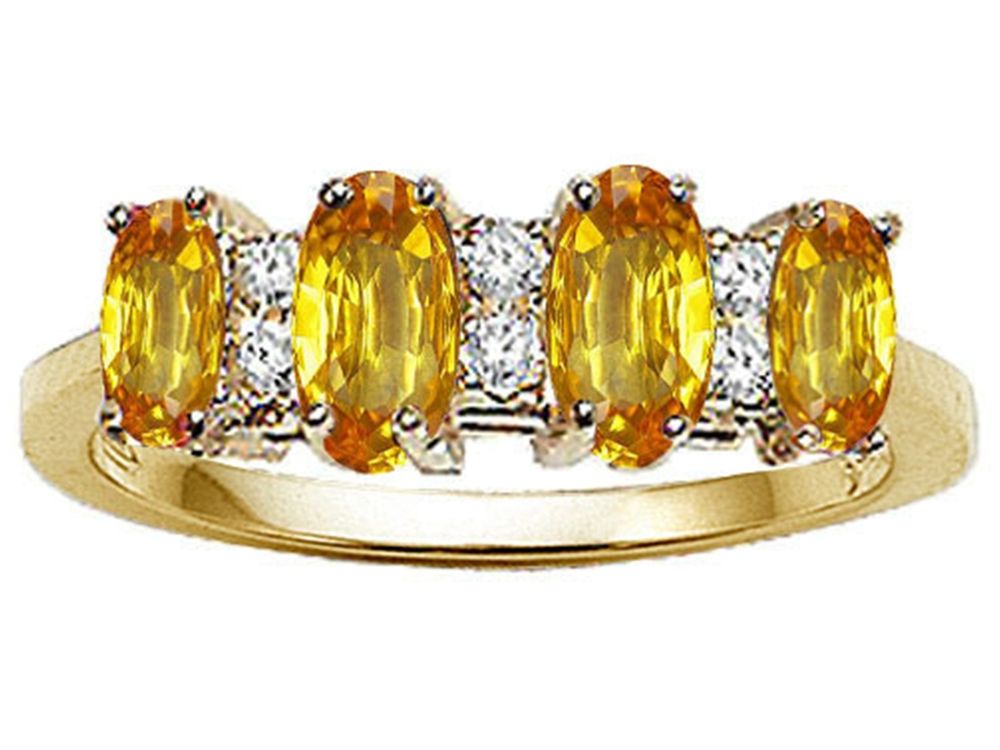 Tommaso Design Oval 5x3mm Genuine 4 Stone Citrine Ring