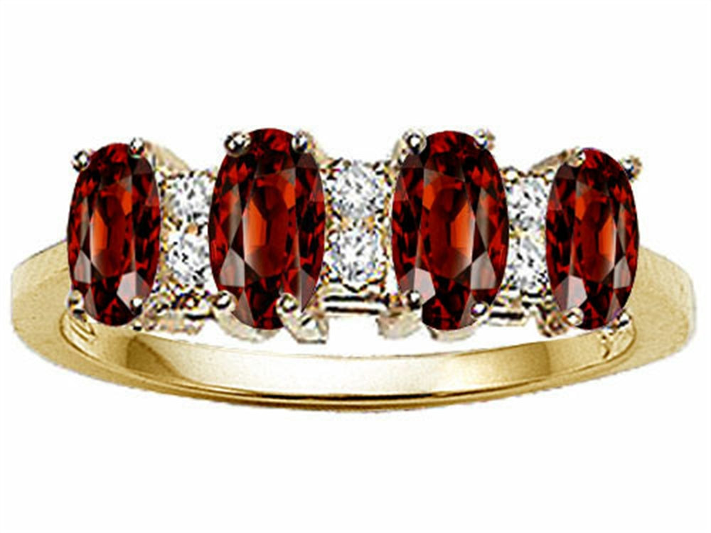 Tommaso Design Genuine 4 Stone Garnet Ring