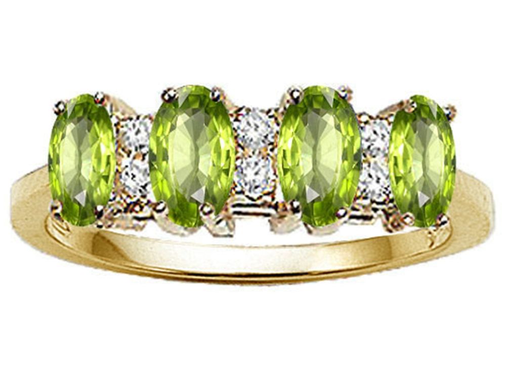 Tommaso Design Oval 5x3mm Genuine 4 Stone Peridot Ring