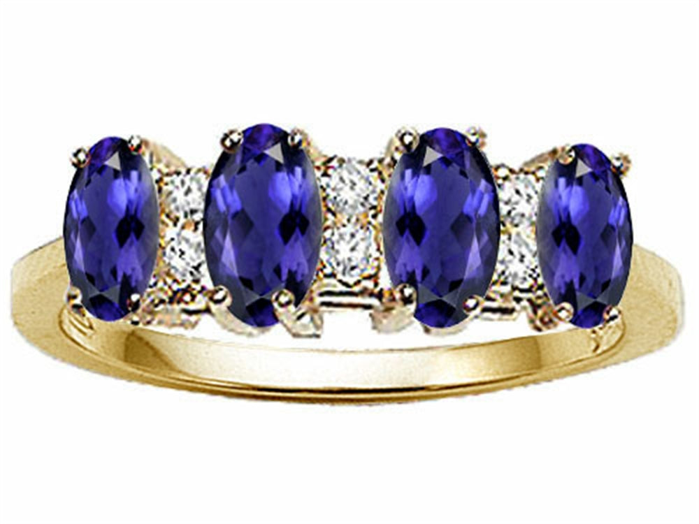 Tommaso Design Oval 5x3mm Genuine 4 Stone Iolite Ring