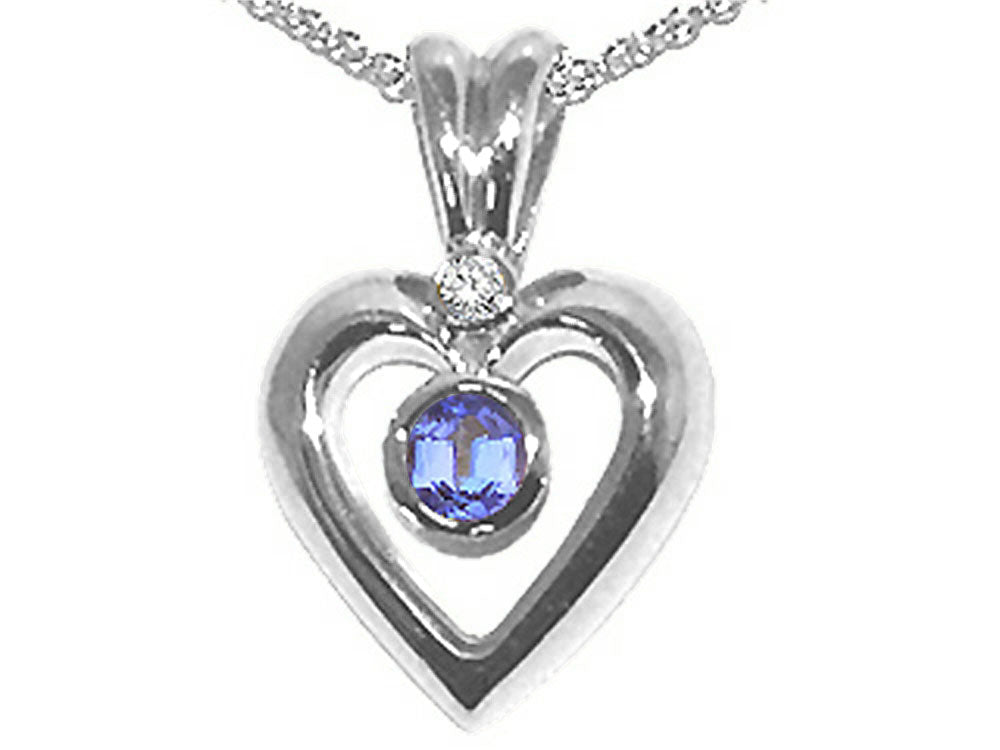 Tommaso Design™ Round 4mm Genuine Tanzanite Heart Shaped Pendant Necklaces