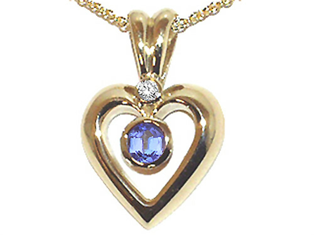 Tommaso Design™ Round 4mm Genuine Tanzanite Heart Shaped Pendant Necklaces