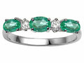 Tommaso Design Genuine Emerald 3 Stone Ring