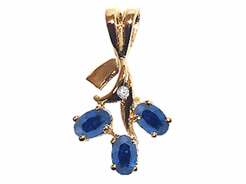 Tommaso Design Oval 5x3mm Genuine Sapphire Pendant Necklace
