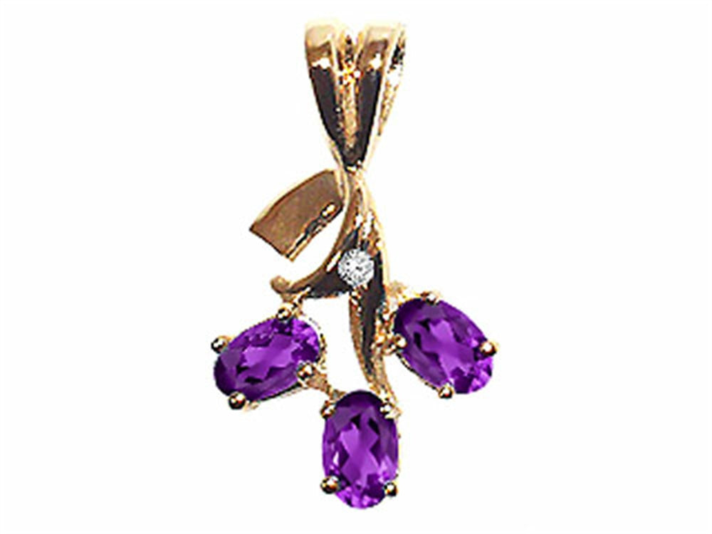Tommaso Design Oval 5x3mm Genuine Amethyst Pendant Necklace