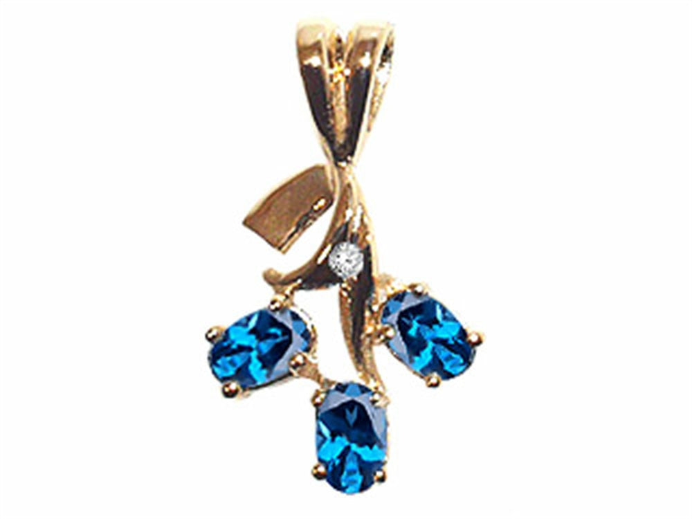 Tommaso Design Oval 5x3mm Genuine Blue Topaz Pendant Necklace