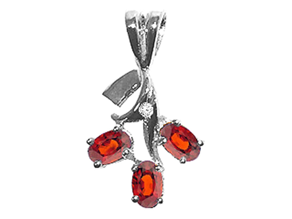 Tommaso Design™ Oval 5x3mm Genuine Garnet Pendant Necklace