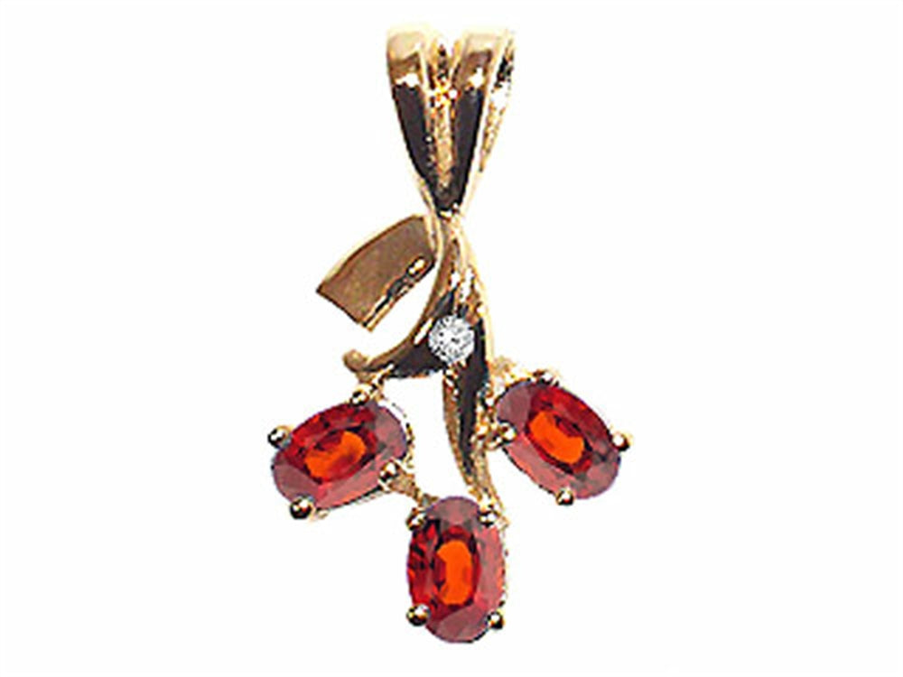 Tommaso Design Oval 5x3mm Genuine Garnet Pendant Necklace