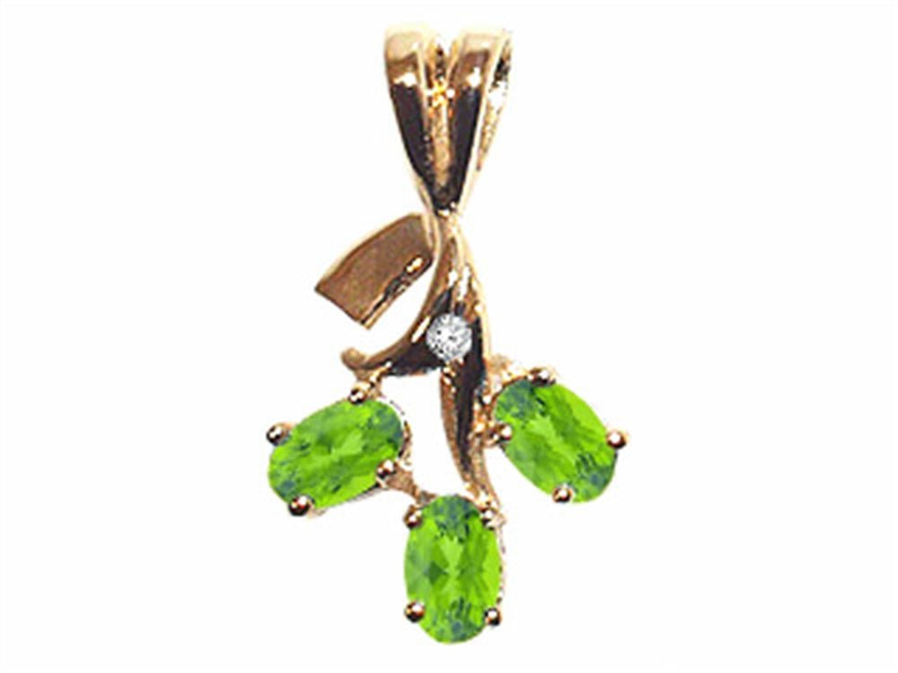 Tommaso Design Oval 5x3mm Genuine Peridot Pendant Necklace