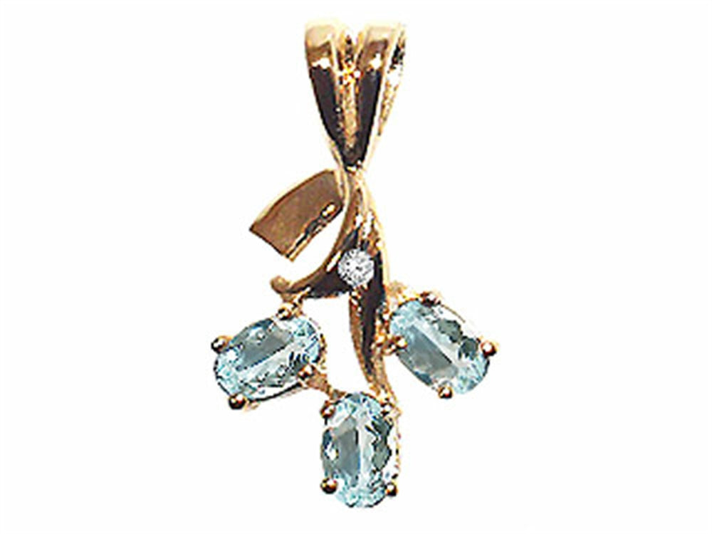 Tommaso Design Oval 5x3mm Genuine Aquamarine Pendant Necklace