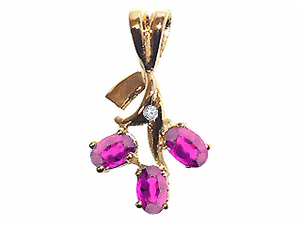 Tommaso Design Oval 5x3mm Genuine Pink Tourmaline Pendant Necklace
