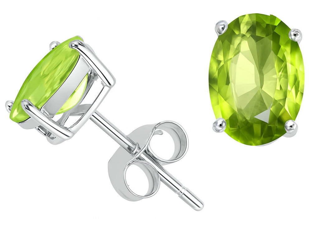 Tommaso Design 7x5mm Oval Genuine Peridot Earrings Studs