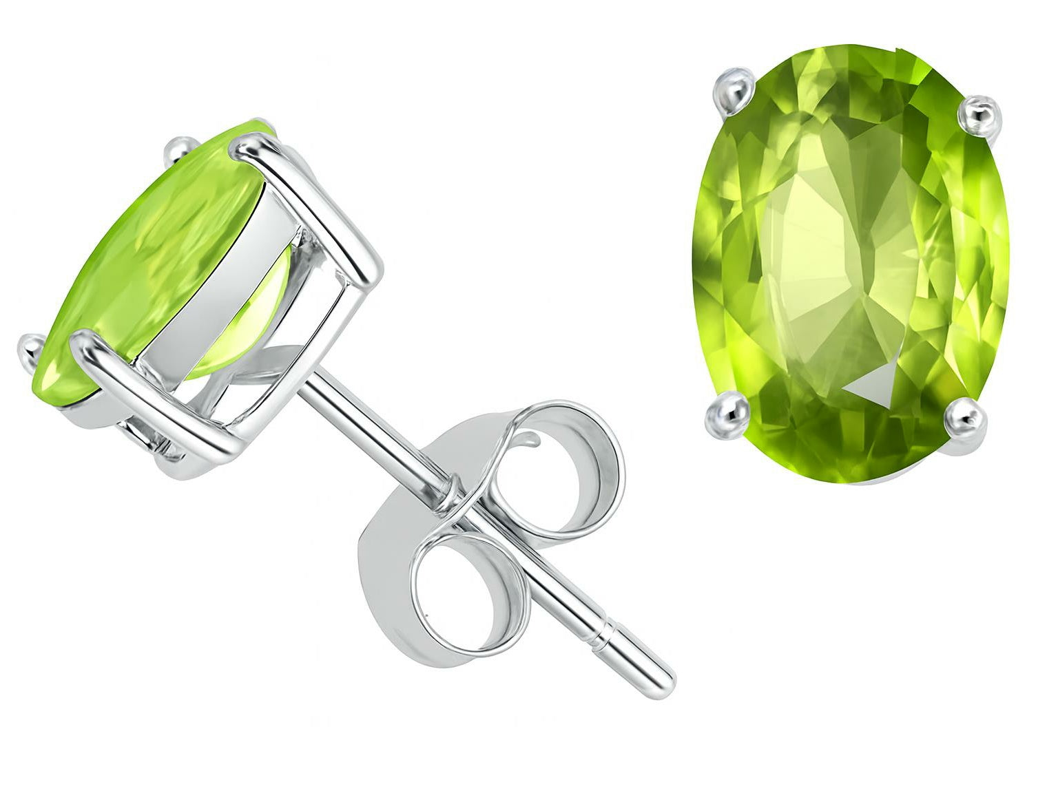 Star K 7x5mm Oval Genuine Peridot Earrings Studs