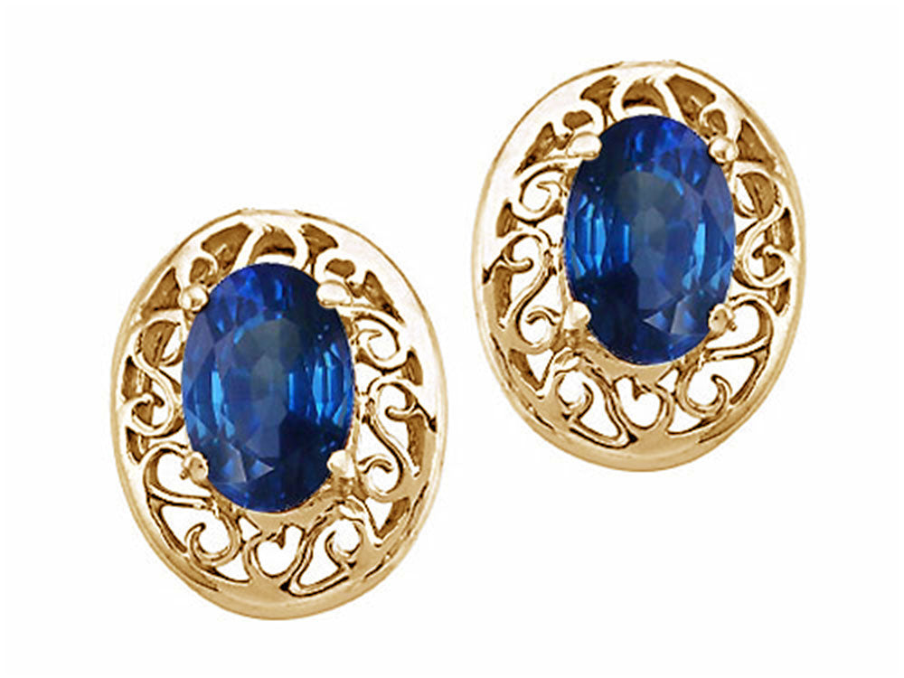 Tommaso Design™ Oval 6x4 mm Genuine Sapphire Earrings