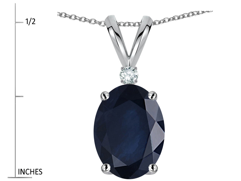 Star K Oval 7x5mm Genuine Sapphire Pendant Necklace