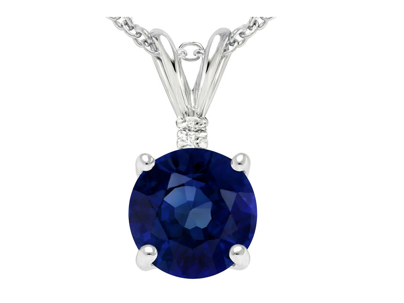 Tommaso Design Round Genuine Sapphire Pendant Necklace