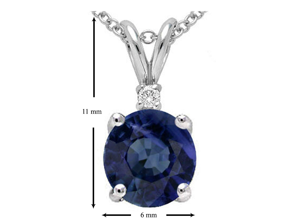 Star K Round Genuine Sapphire Pendant Necklace
