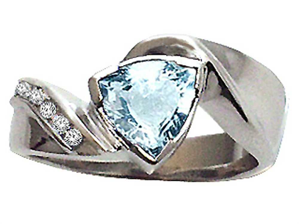 Tommaso Design Genuine Aquamarine Ring
