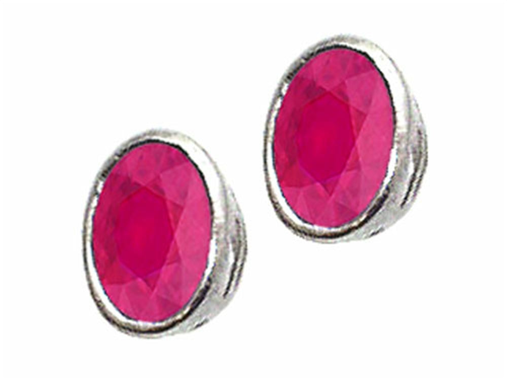 Tommaso Design Genuine Oval Ruby Earrings 7x5mm