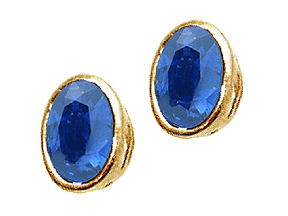 Tommaso Design™ Oval 7x5mm Genuine Sapphire Earrings