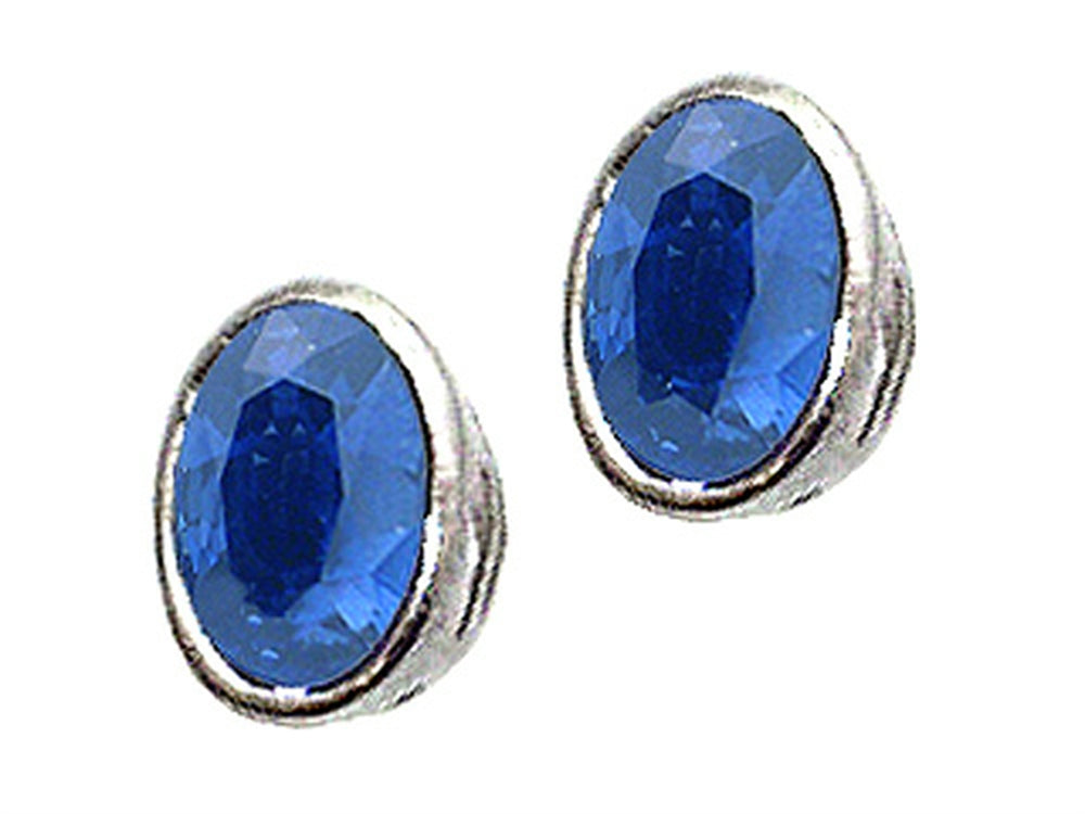 Tommaso Design™ Oval 7x5mm Genuine Sapphire Earrings
