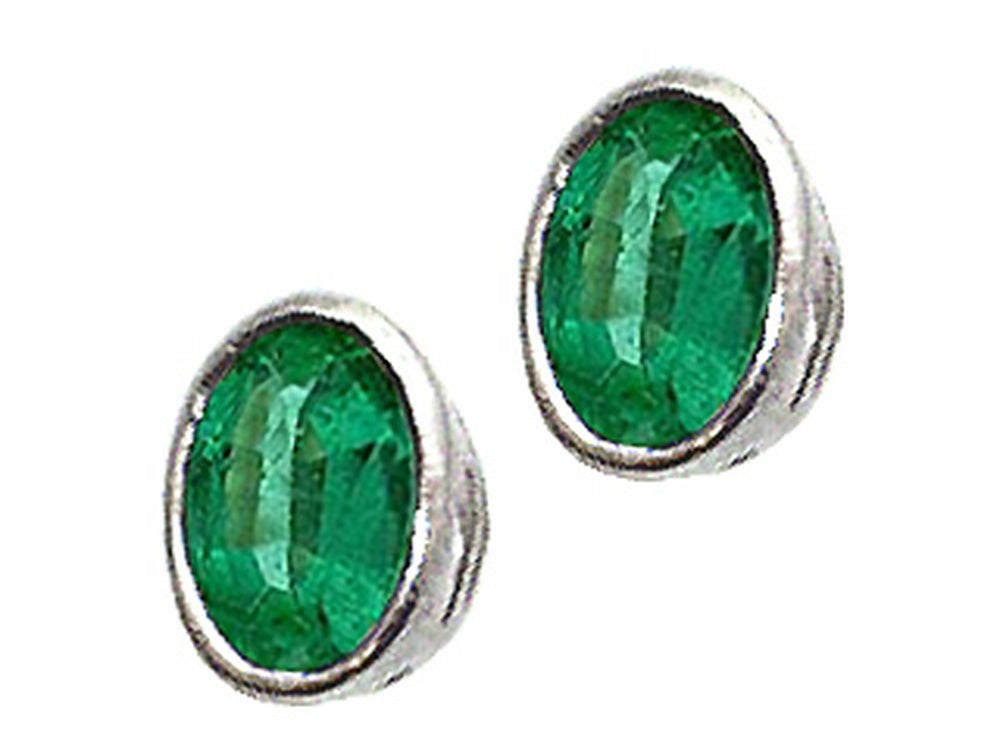 Tommaso Design Oval 7x5mm Genuine Emerald Earrings