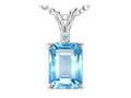 Tommaso Design Emerald Cut Simulated Aquamarine Pendant Necklace